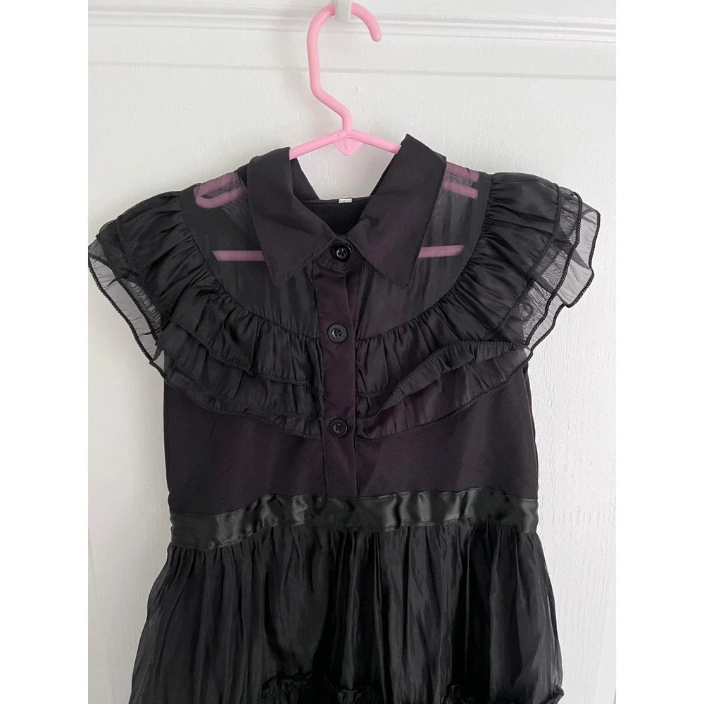Wednesday Addams Gothic Black Prom Dress Halloween Costume Whimsigoth Girls 7/8